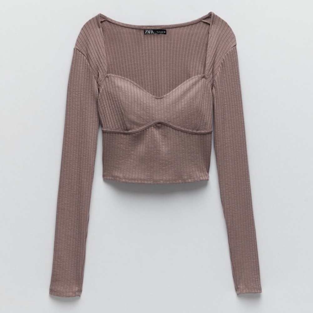 Zara long sleeve ribbed top